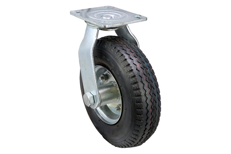 Shepherd Hardware 9794 8-Inch Pneumatic Caster Wheel, Swivel Plate, Steel Hub with Ball Bearings, 5/8-Inch Bore Centered Axle - Image 4